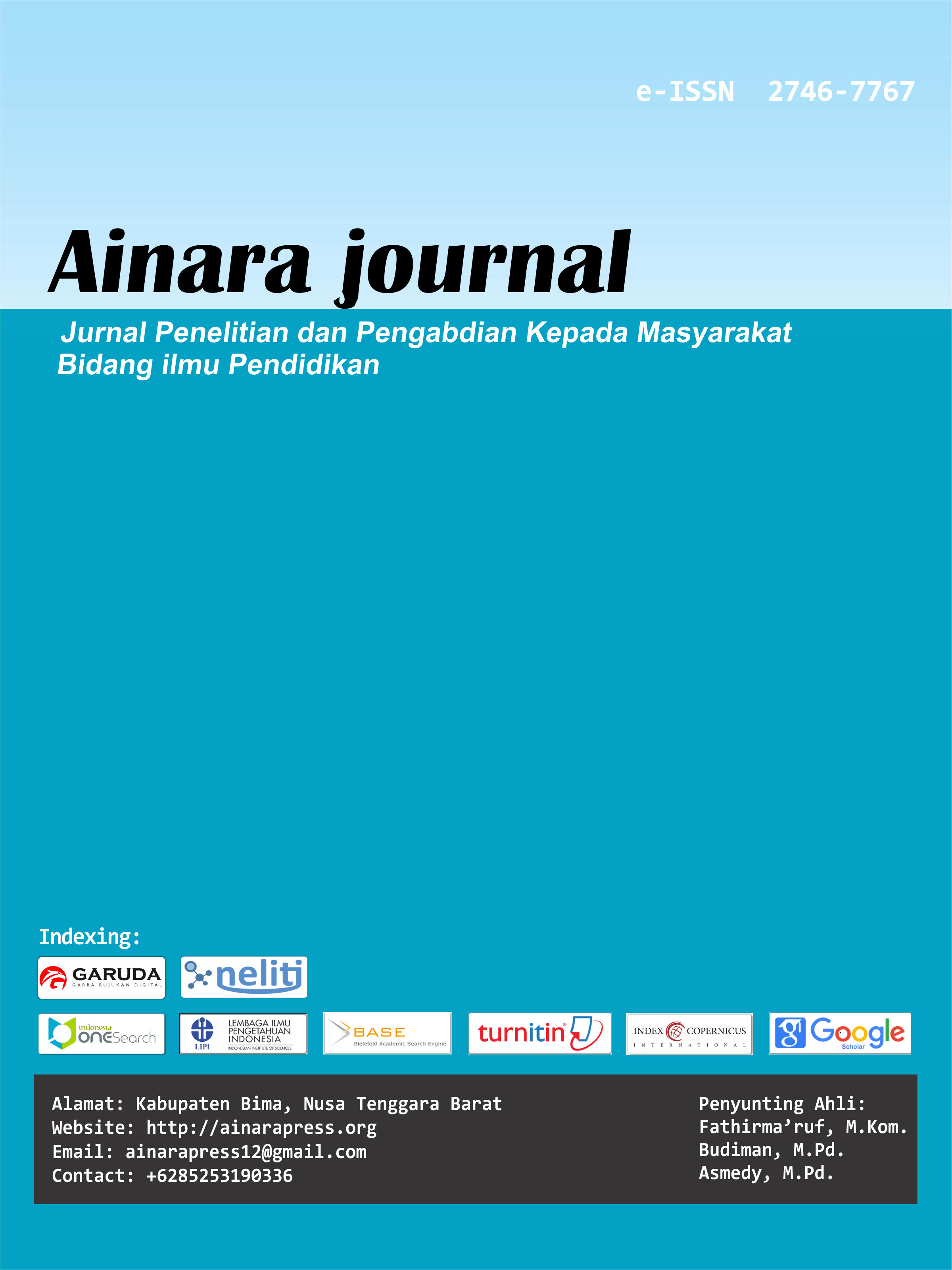 					View Vol. 3 No. 1 (2022): Ainara Journal (Jurnal Penelitian dan PKM Bidang Ilmu Pendidikan)
				