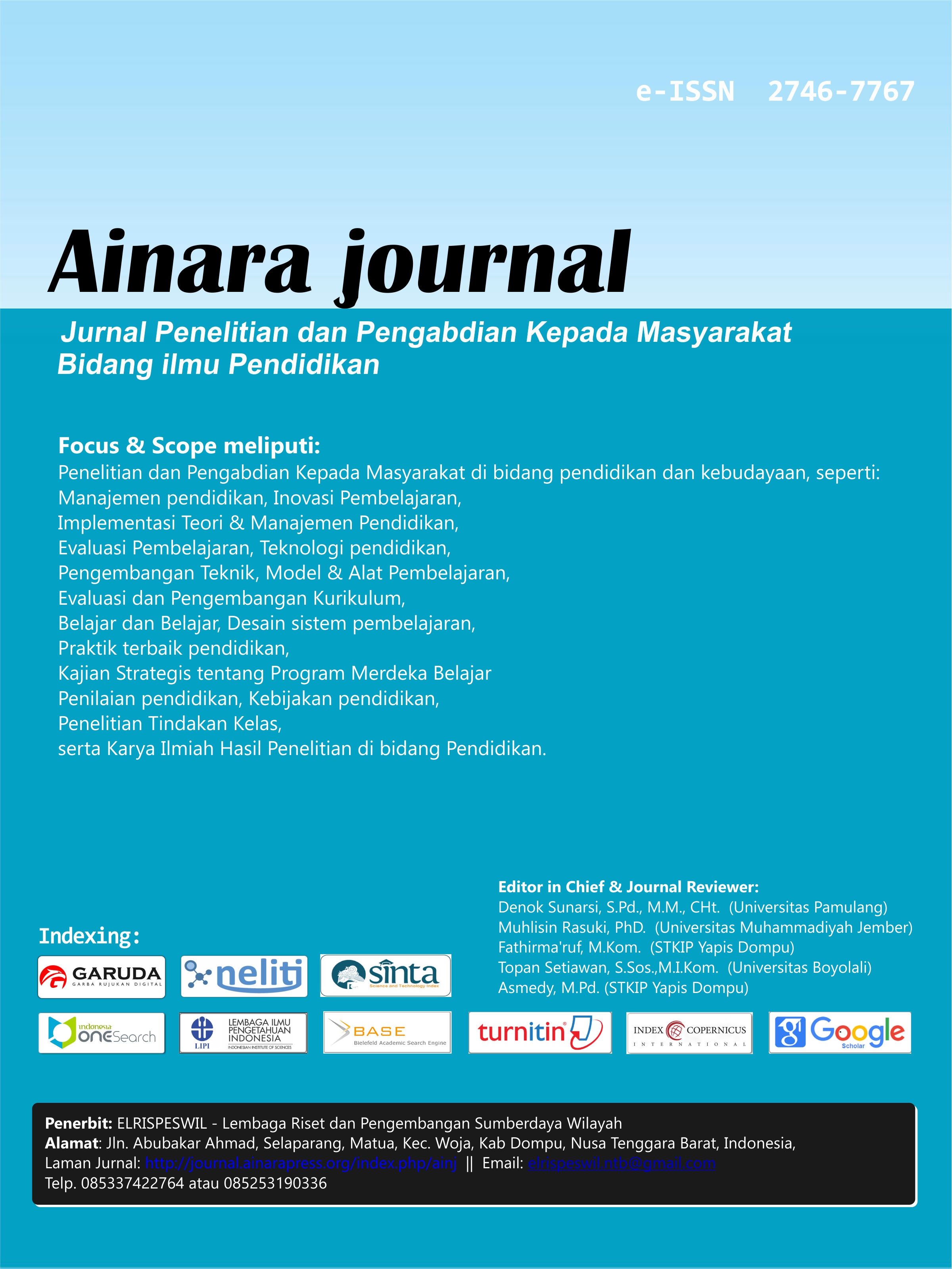 					View Vol. 4 No. 3 (2023): Ainara Journal (Jurnal Penelitian dan PKM Bidang Ilmu Pendidikan)
				