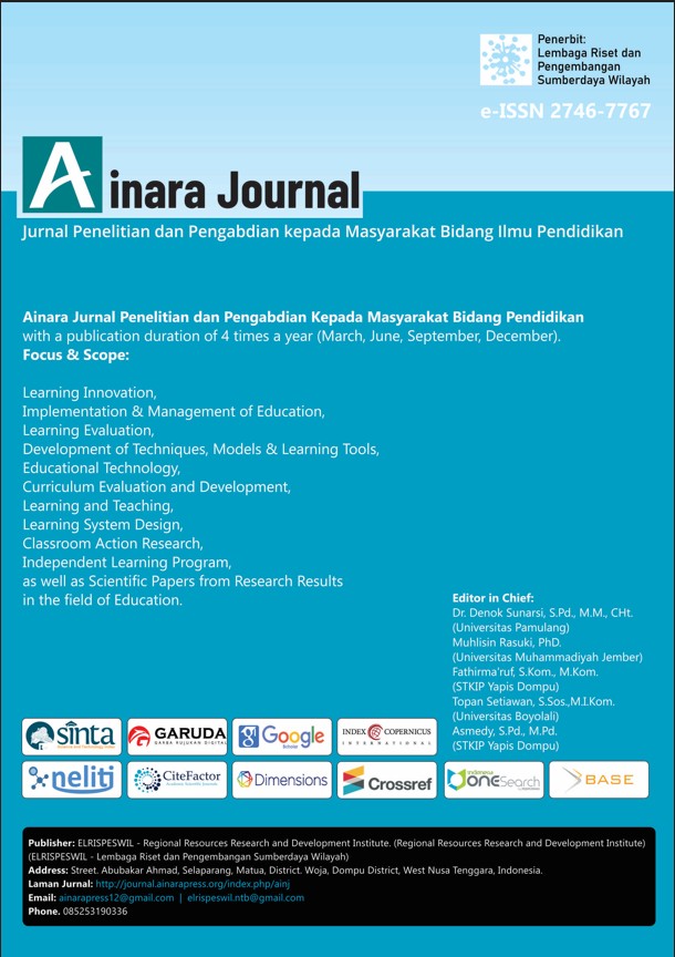 					View Vol. 7 No. 2 (2026): Ainara Journal (Jurnal Penelitian dan PKM Bidang Ilmu Pendidikan)
				